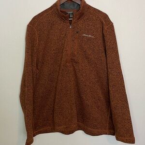 Eddie Bauer XXL Men's Quarter Zip-Up Sweater in Rich Brown Orange